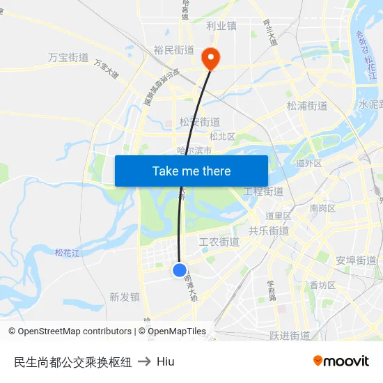 Minsheng Shangdu Transit Hub to Hiu map