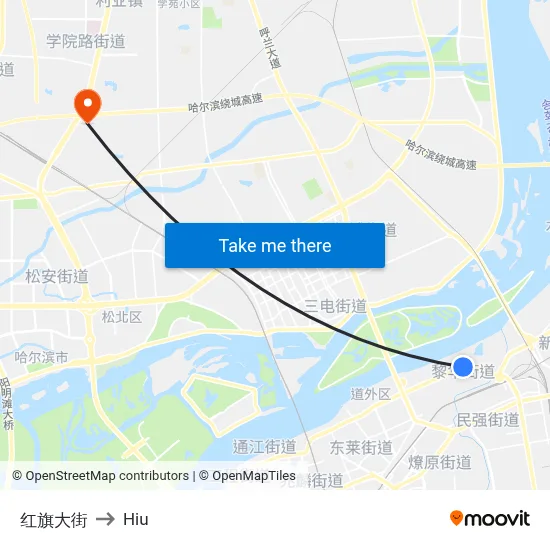 Hongqi Street to Hiu map
