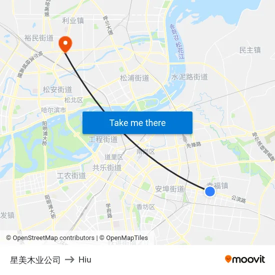 Xingmei Wood Company to Hiu map