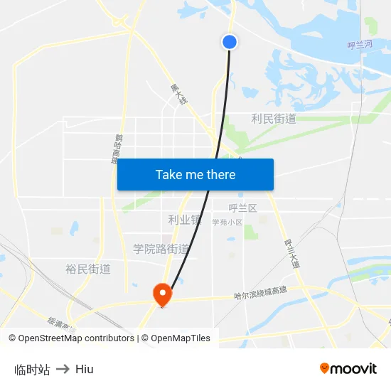 Temporary Station to Hiu map