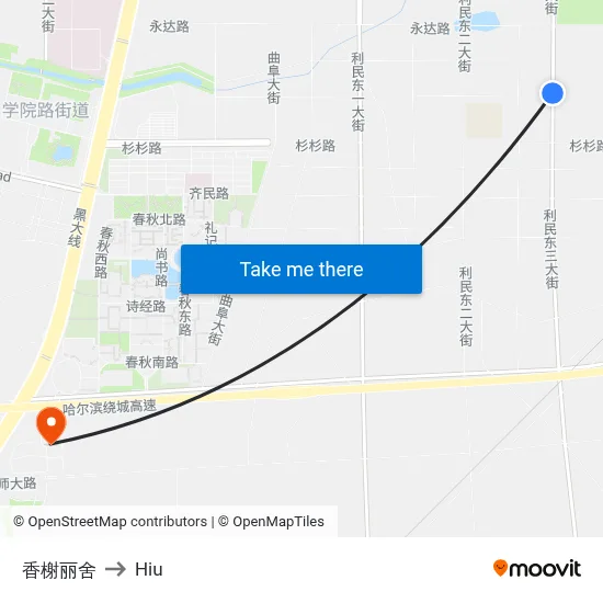 Champs-Élysées to Hiu map