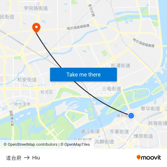 Daotaifu to Hiu map