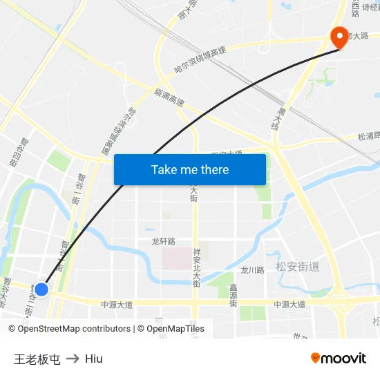 Wang Laoban Village to Hiu map