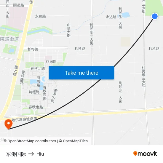 Dongqiao International to Hiu map