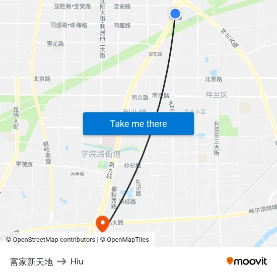 Fujia New World to Hiu map