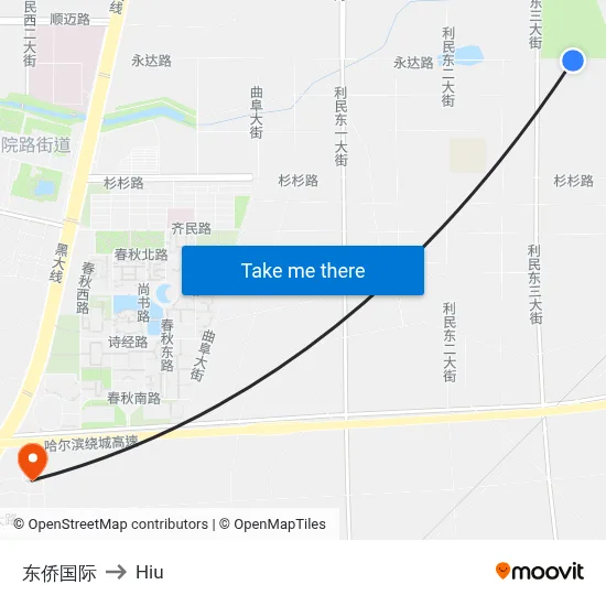 Dongqiao International to Hiu map