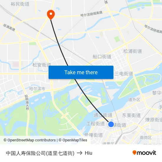China Life Insurance (Daoli Seventh Street) to Hiu map