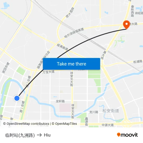 Temporary Stop (Jiuzhou Road) to Hiu map