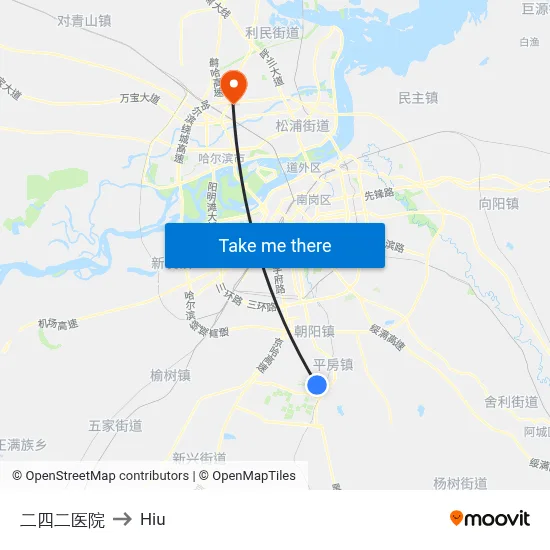 No. 242 Hospital to Hiu map