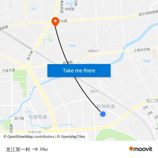 Longjiang First Village to Hiu map