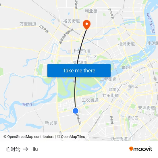 Temporary Station to Hiu map