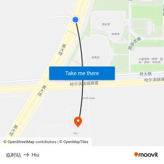 Temporary Station to Hiu map