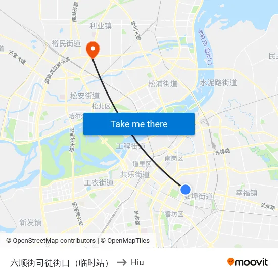 Liushun Street Situ Street Junction (Temporary Stop) to Hiu map