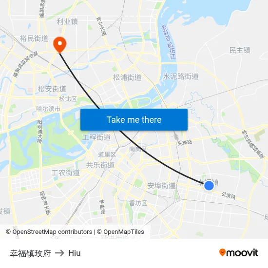 Xingfu Town Meifu to Hiu map