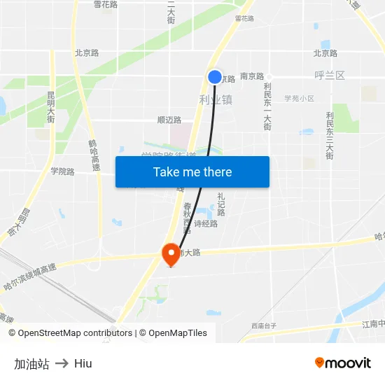 Gas Station to Hiu map