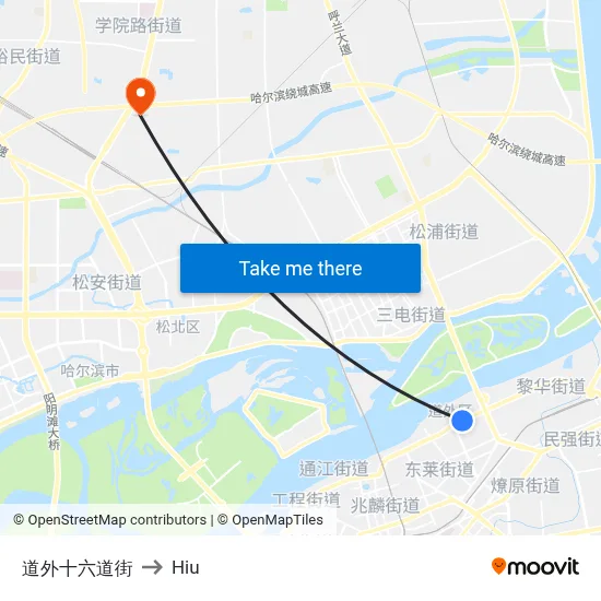 Daowai 16th Street to Hiu map