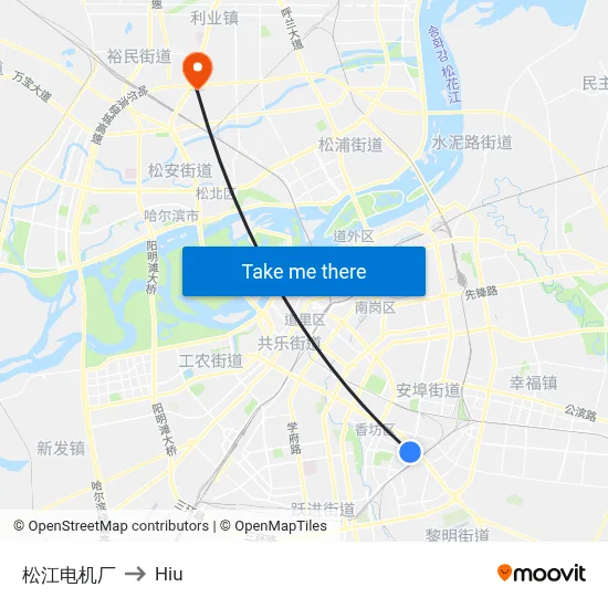 Songjiang Electric Factory to Hiu map