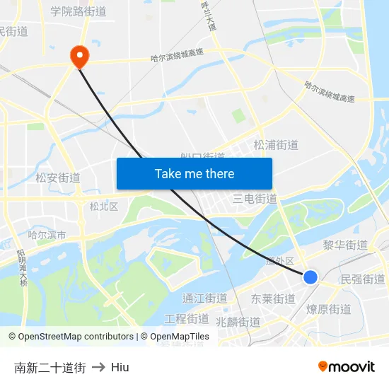 South New 20th Street to Hiu map