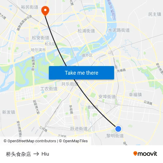 Bridge Head Grocery Store to Hiu map