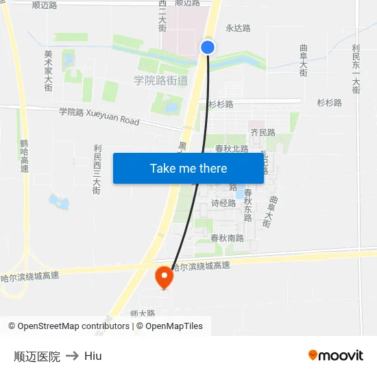 Shunmai Hospital to Hiu map