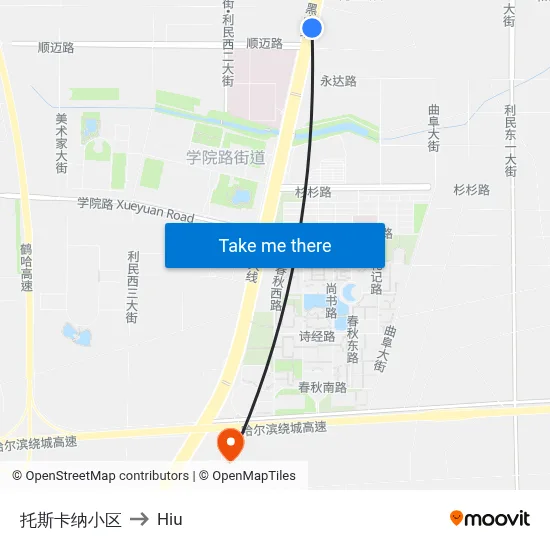 Tuscana Community to Hiu map