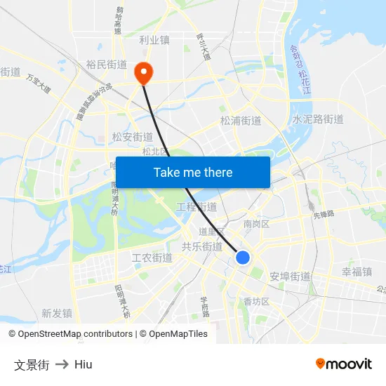 Wenjing Street to Hiu map