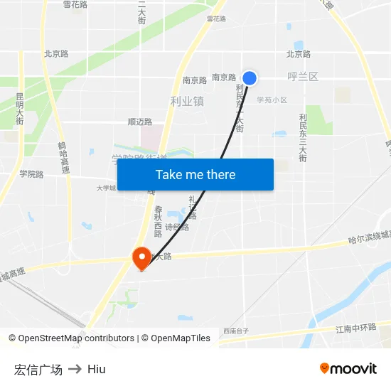 Hongxin Plaza to Hiu map