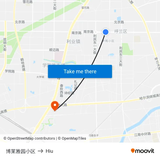 Bolaiyayuan Residential to Hiu map