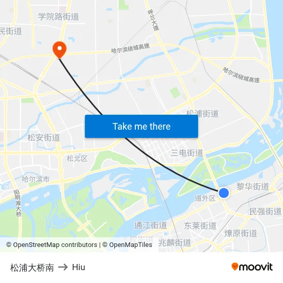 Songpu Bridge South to Hiu map
