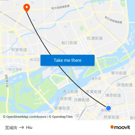 Kuancheng Street to Hiu map