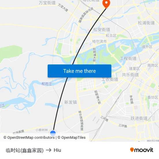 Temporary Stop (Xinxin Garden) to Hiu map
