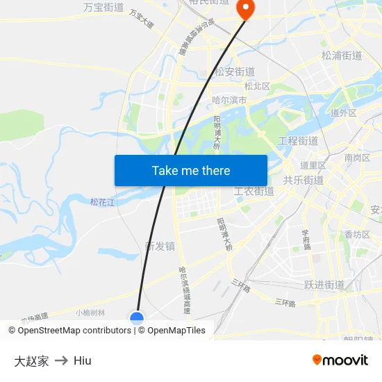 Da Zhao Jia to Hiu map