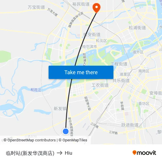 Temporary Stop (Xinfa Huamao Store) to Hiu map