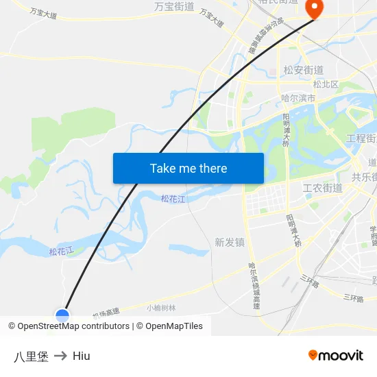 八里堡 to Hiu map
