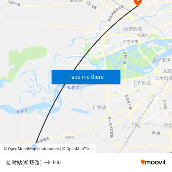 Temporary Stop (Airport Road) to Hiu map