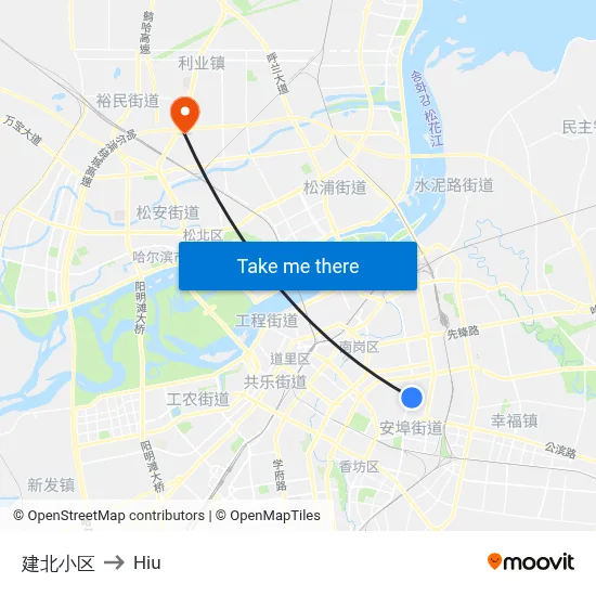 Jianbei Residential Area to Hiu map