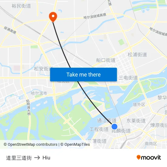 Daoli Third Street to Hiu map