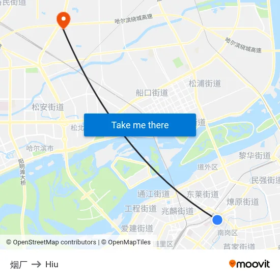 烟厂 to Hiu map