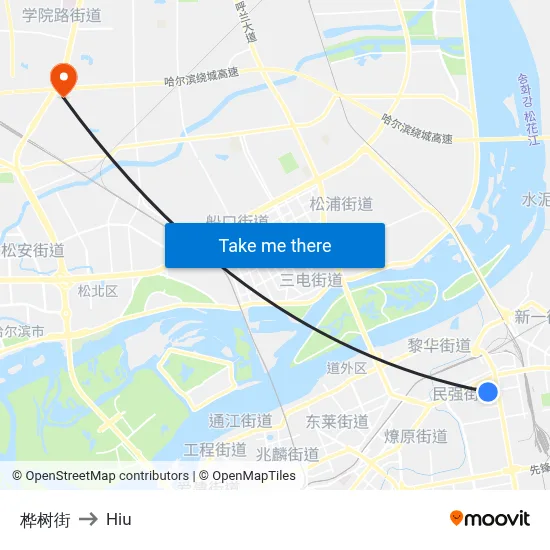 Birch Street to Hiu map