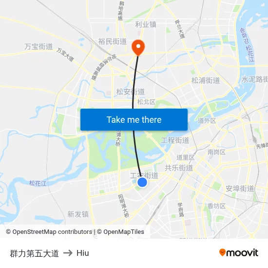 Qunli 5th Avenue to Hiu map