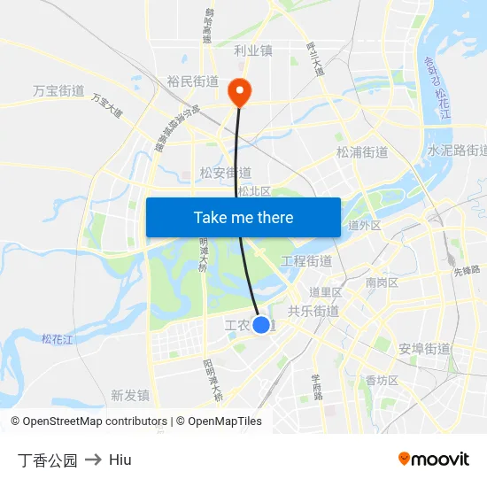 Lilac Park to Hiu map