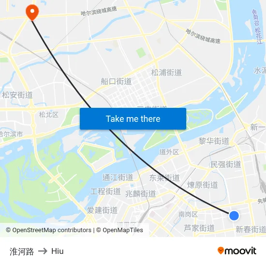 Huaihe Road to Hiu map