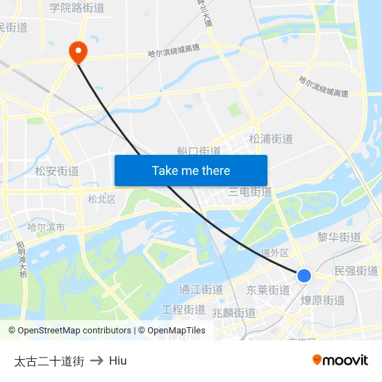 Taigu 20th Street to Hiu map