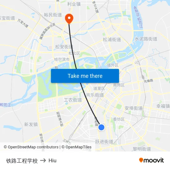 铁路工程学校 to Hiu map