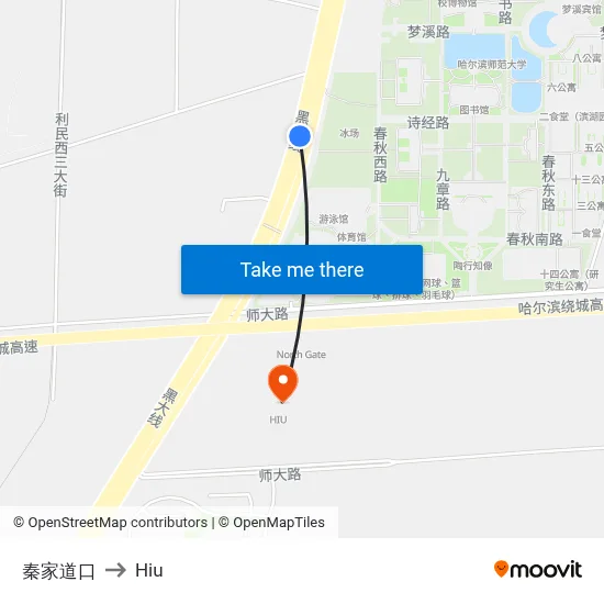 Qinjia Crossing to Hiu map
