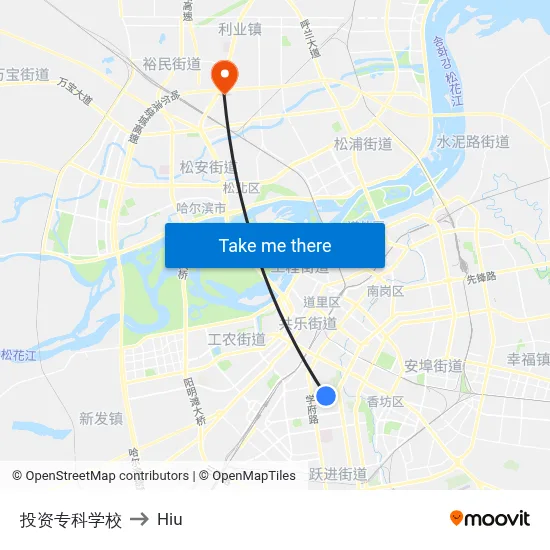 Investment College to Hiu map