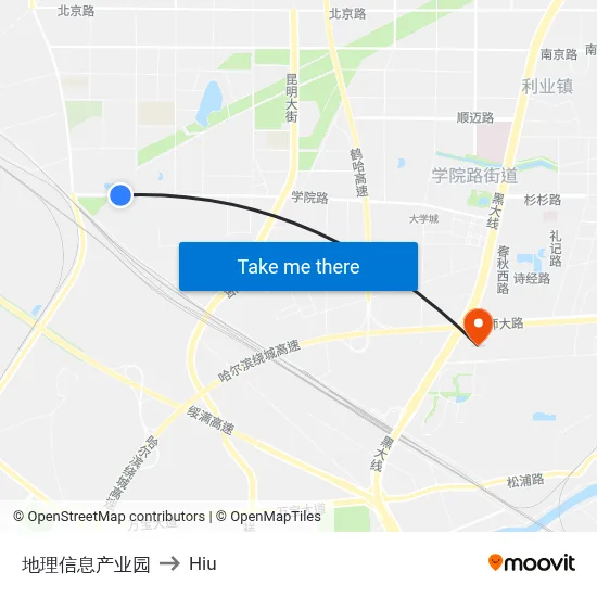 地理信息产业园 to Hiu map