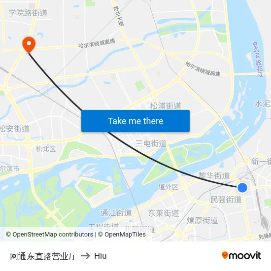 Netcom East Zhilu Office to Hiu map