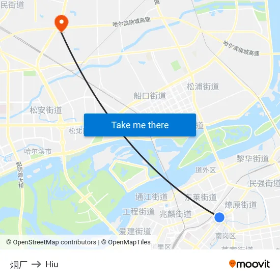 Tobacco Factory to Hiu map