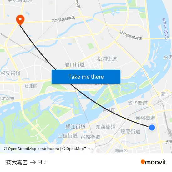 Yao Liu Garden to Hiu map